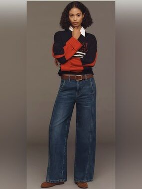 NWT The Lex High-Rise Relaxed Tapered Jeans by Pilcro 30 dark denim anthropology